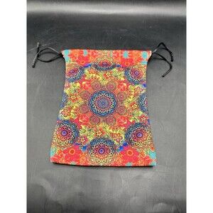 Cards Bag Pouch Kaleidoscope Pattern 5 X 7 Red Orange Yellow Drawstring